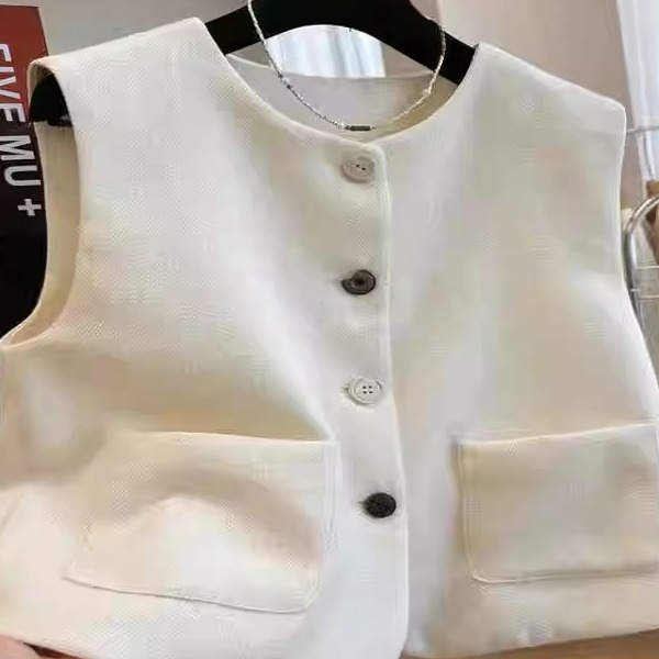 早秋气质圆领小西装马甲背心外套女法式气质外穿叠穿无袖坎肩上衣