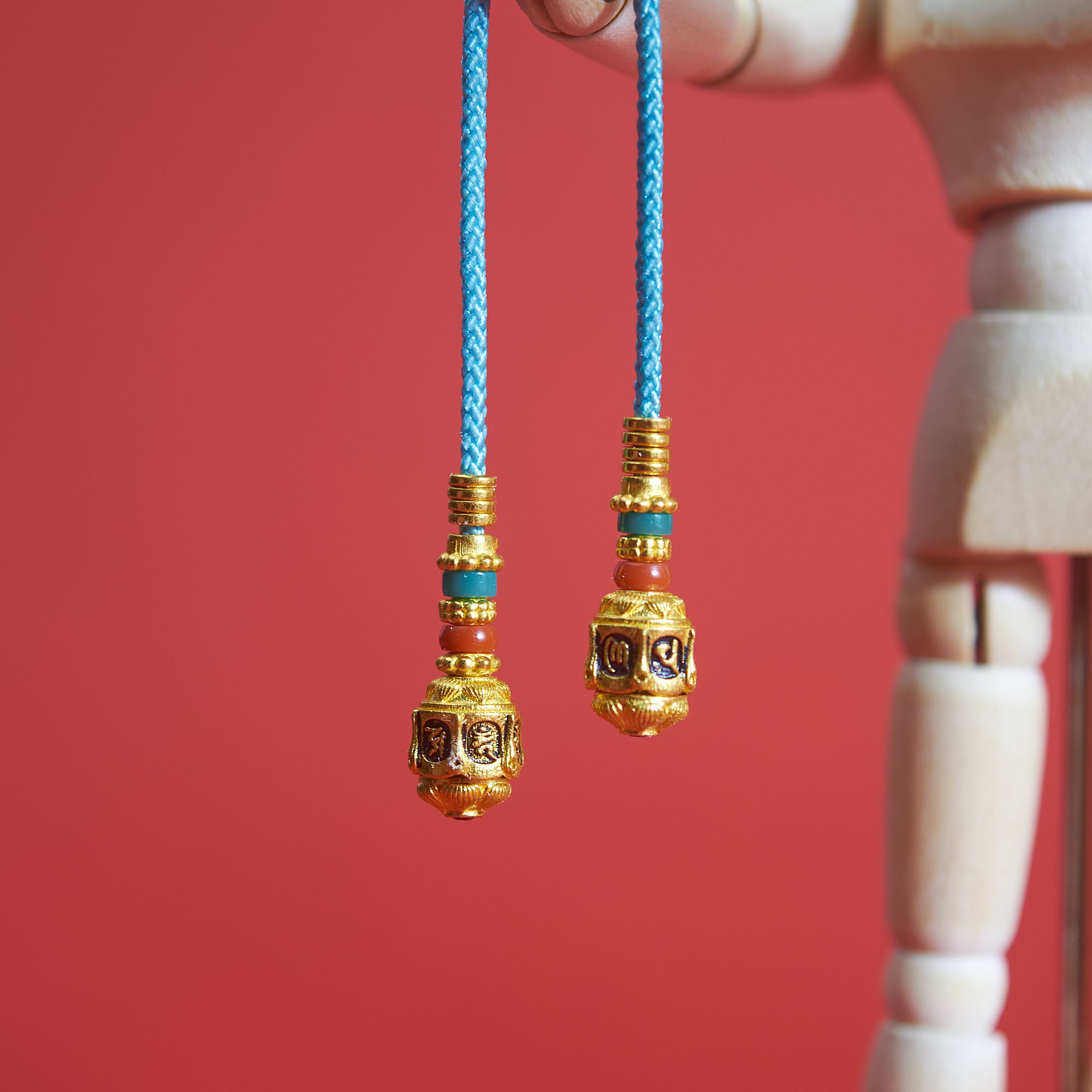 足金撞色弟子珠尺寸6mm一套文玩搭配款diy配饰