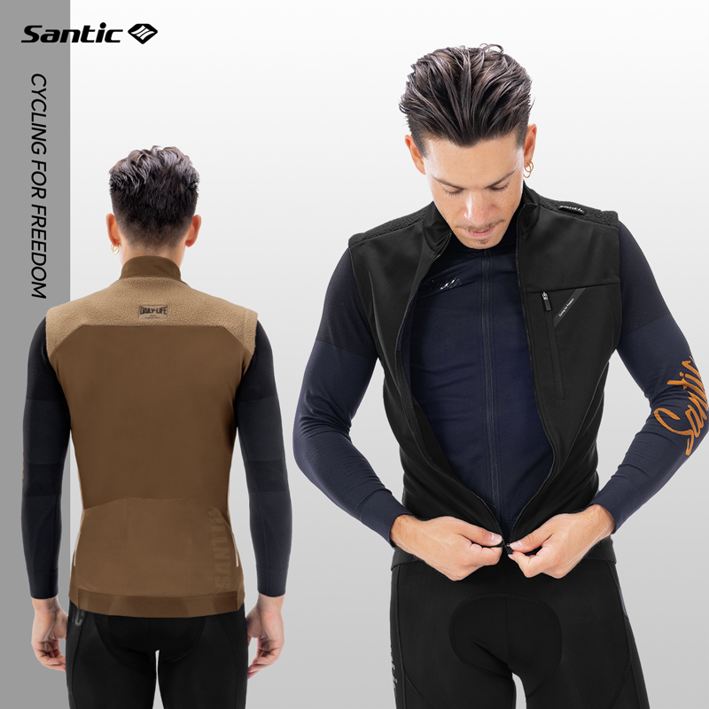 Santic/森地客 防风抓绒骑行马甲公路自行车骑行保暖马甲男拉考克