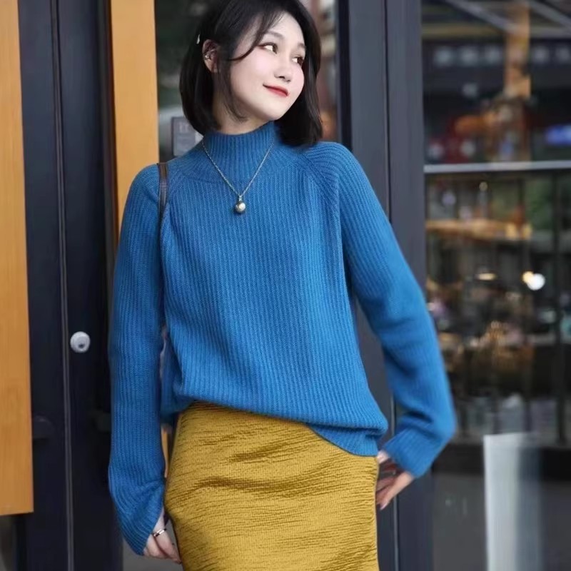 【商场同款】高领厚毛衣时尚针织秋冬套头毛衣纯色百搭上衣5399544