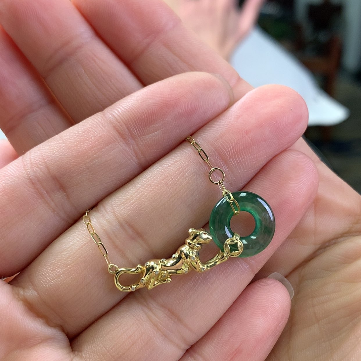 【闪购商品】翡翠颈饰18K金镶嵌幽***