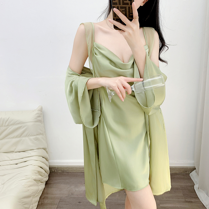 2024新款性感睡裙女士夏季吊带冰丝绸睡衣堆堆领性感诱惑纯欲睡衣