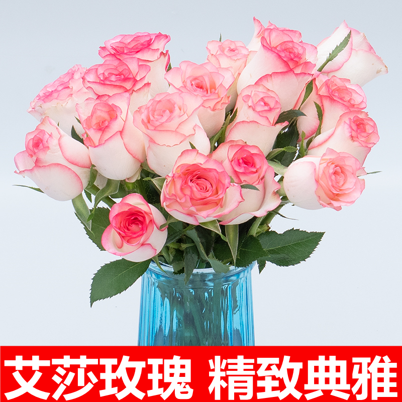 艾莎玫瑰云南昆明基地直发斗南水养花母亲节送人礼物包邮百合套餐