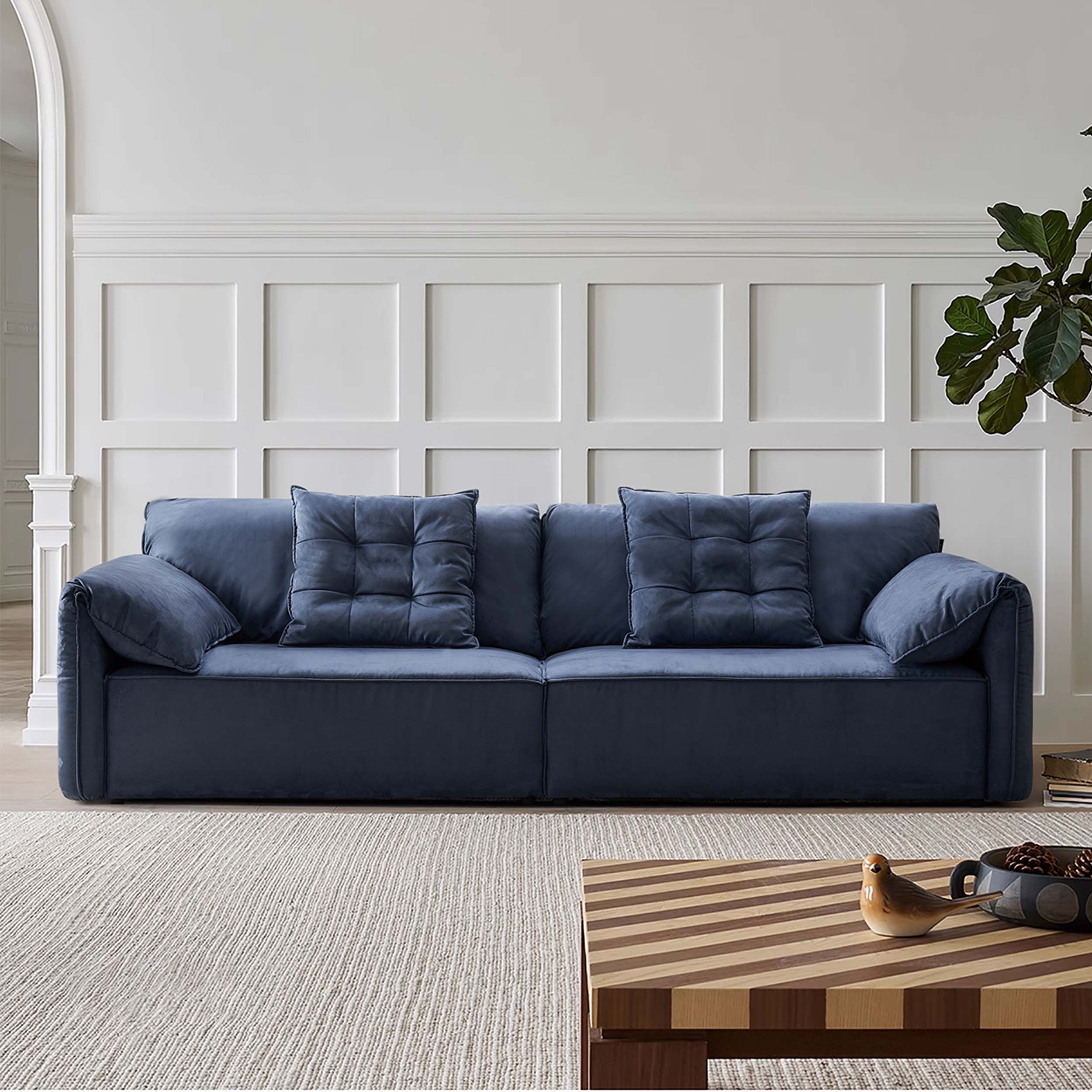 宅写磨砂布沙发家具意式极简客厅小户型直排三人沙发网红高颜值