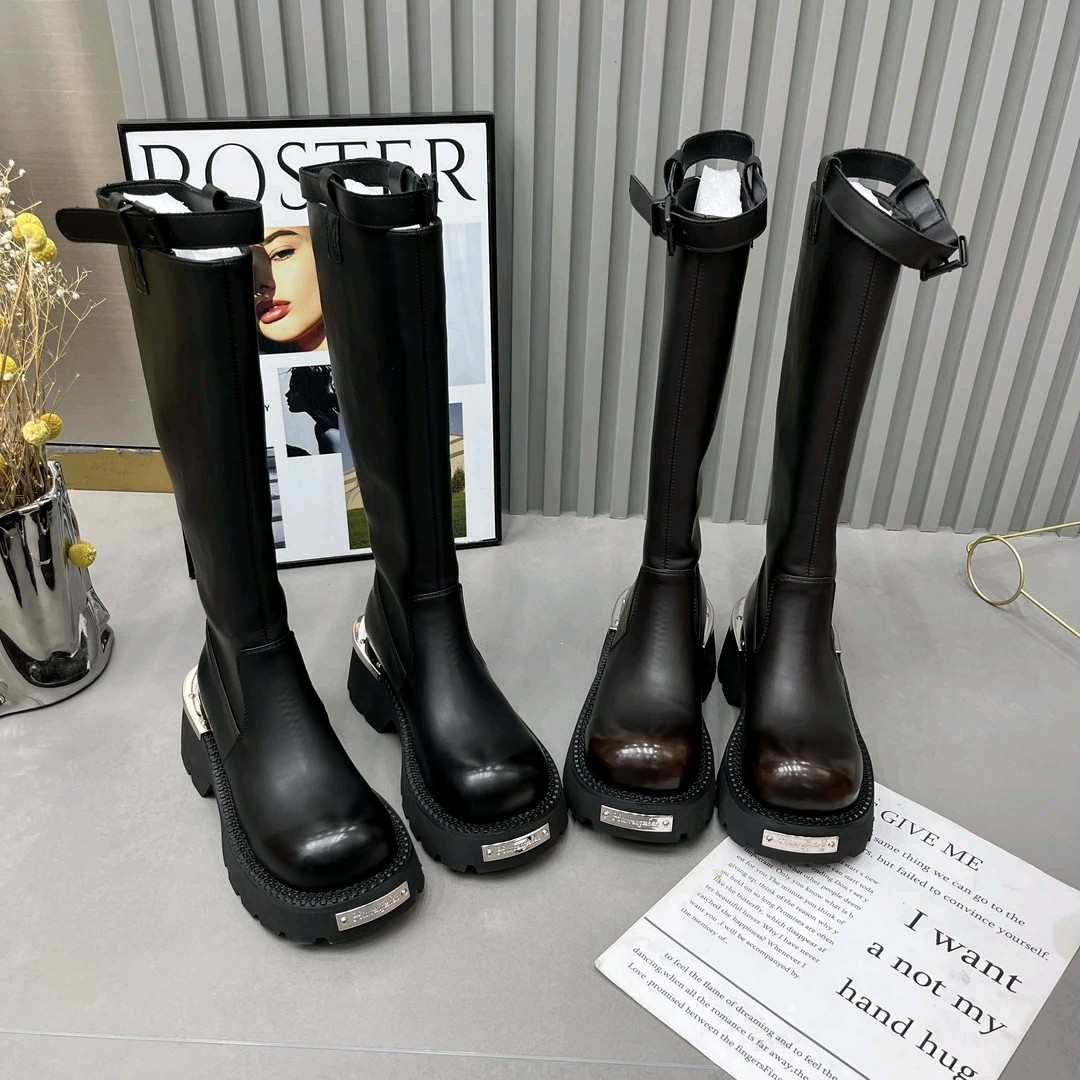 MSDD【6厘米】简约复古英伦风厚底显瘦长靴时尚百搭骑士靴