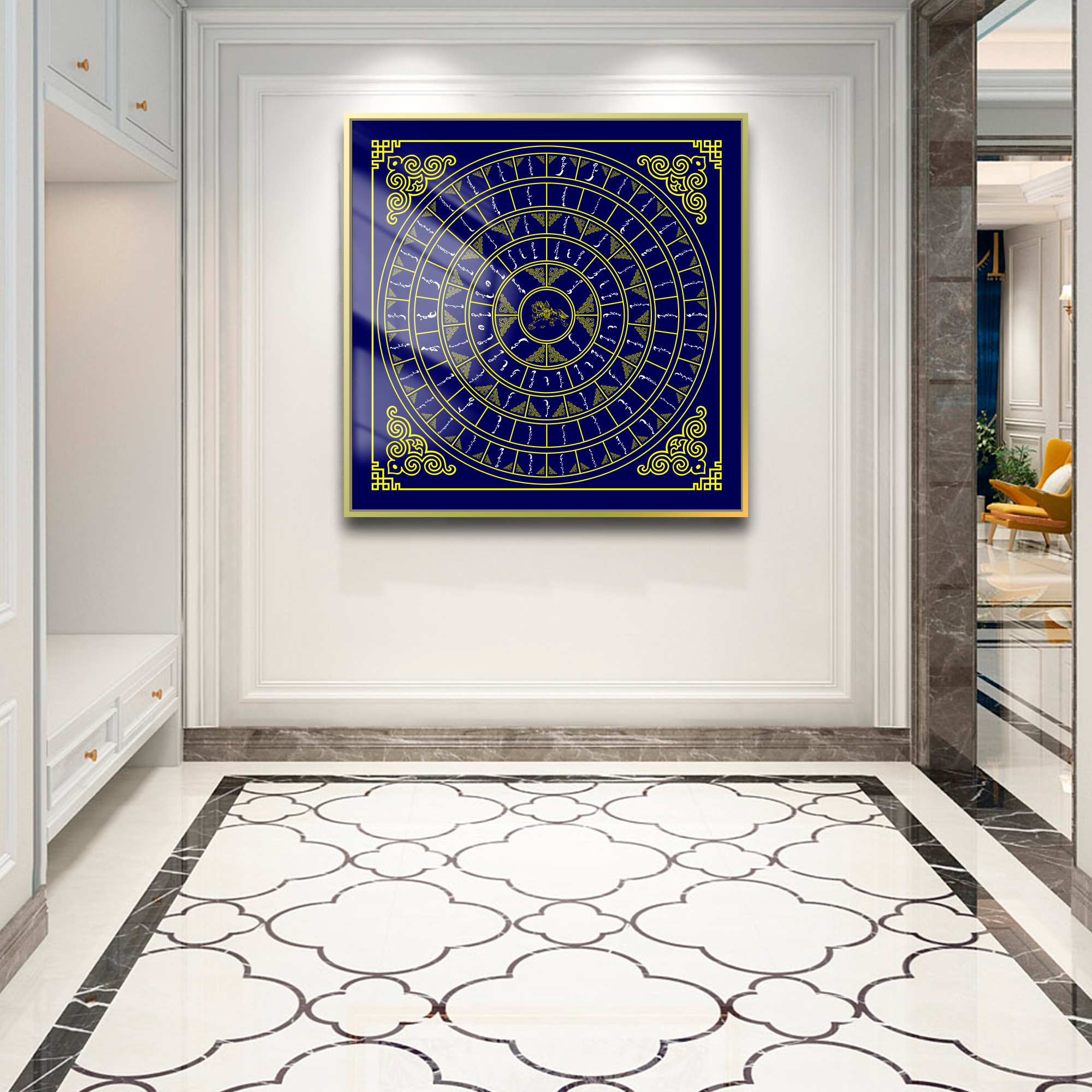 蒙古元素吉祥语文字环绕送礼首选挂画带框晶瓷时尚挂画最新简约风