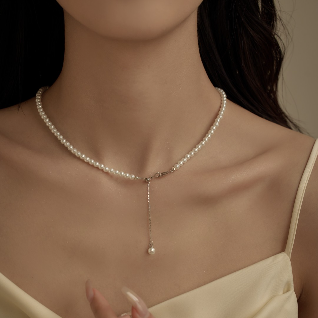 钛钢项链 3mm冷白强光小米珠项链369