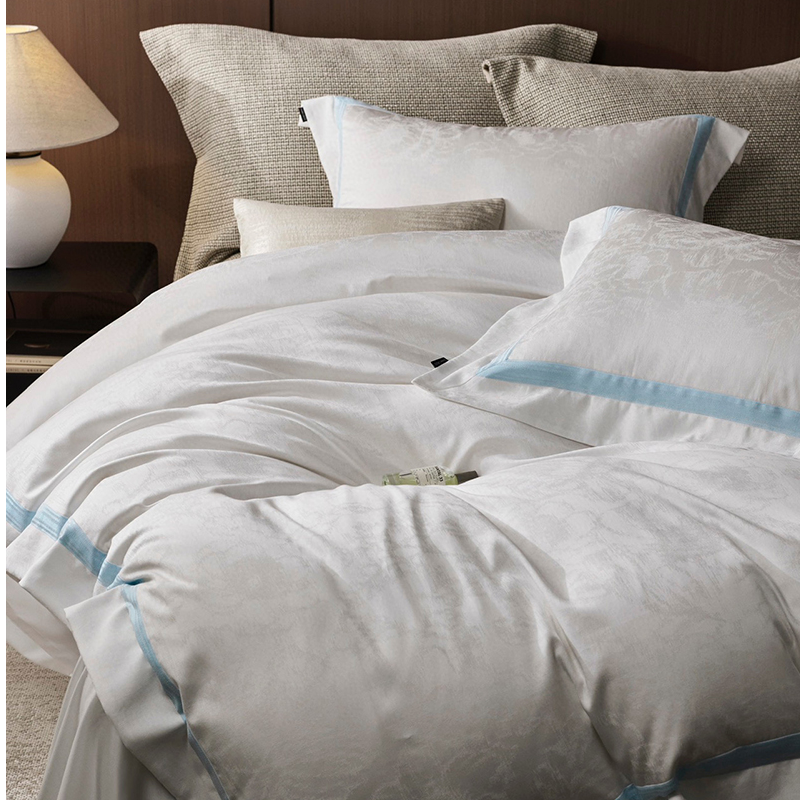 设计师高奢四件套高级感加密被罩奶丝暗纹提花被套超细旦纯色床单