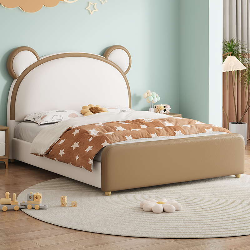 可爱小熊儿童床男孩床青少年实木床储物床网红高颜值家具真皮床