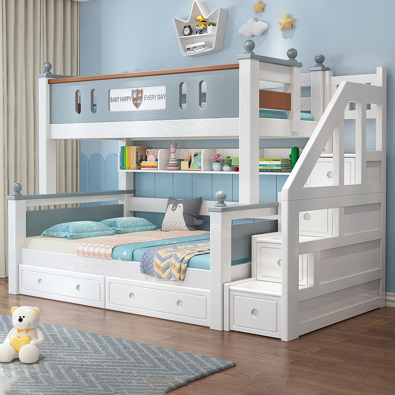 实木上下床女孩双层床儿童床小户型橡胶木上下铺两层高低床简约