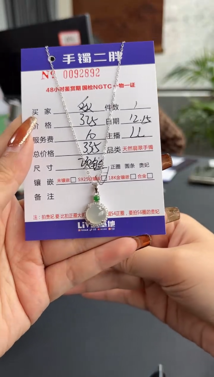 【闪购商品】翡翠项链银S925镶嵌多人