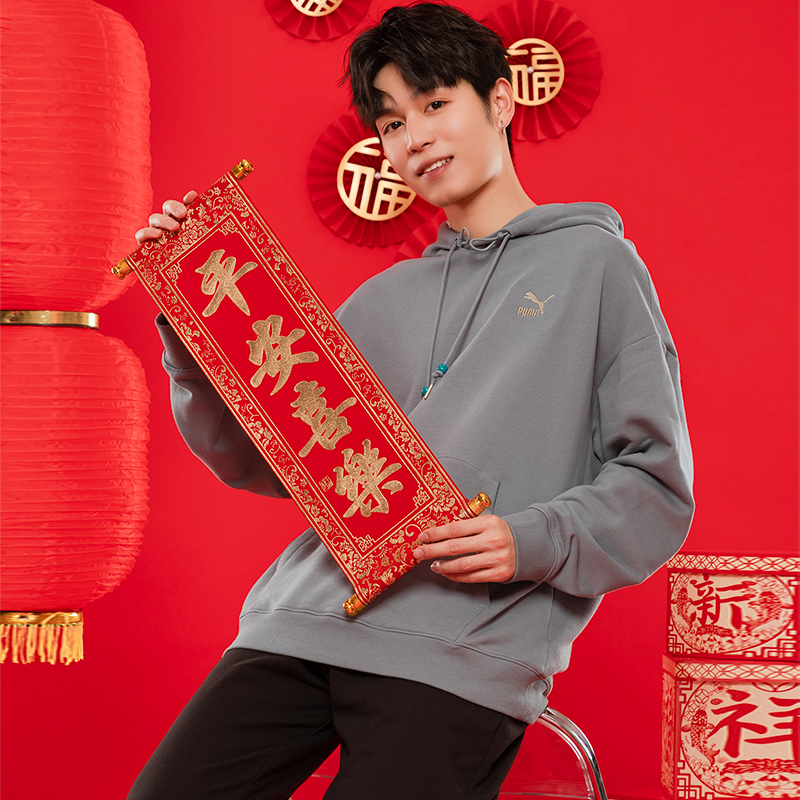 [24新年款]PUMA彪马连帽卫衣男女装新款灰色运动休闲套头衫625833