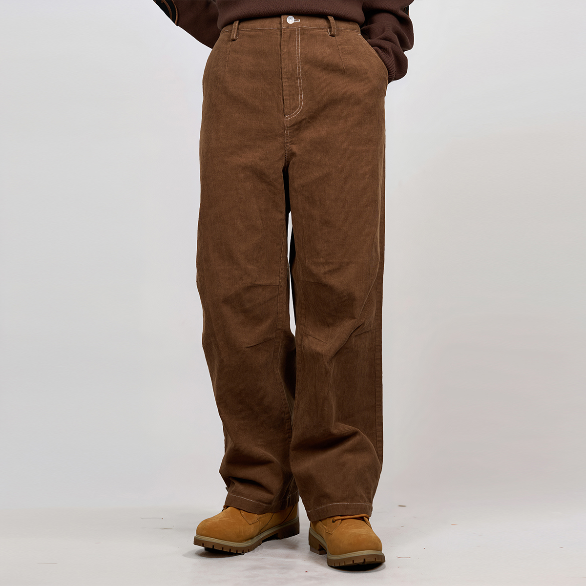 CANOTWAIT_陈伟霆S.W.SMILEY联名刺绣灯芯绒宽松复古长裤秋冬