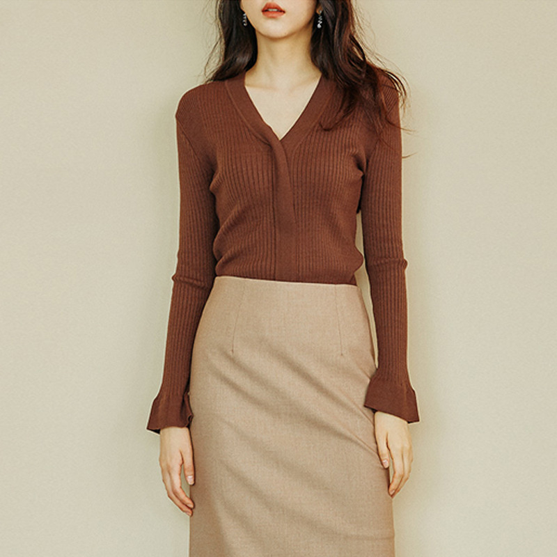 高级感毛衣针织衫女2025新款薄款长袖内搭上衣秋季高端v领打底衫