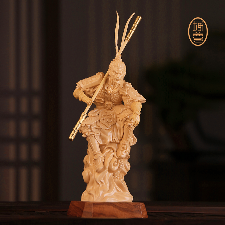 《齐天大圣》传统黄杨木雕作品悟空摆件非遗手工客厅艺术送礼收藏