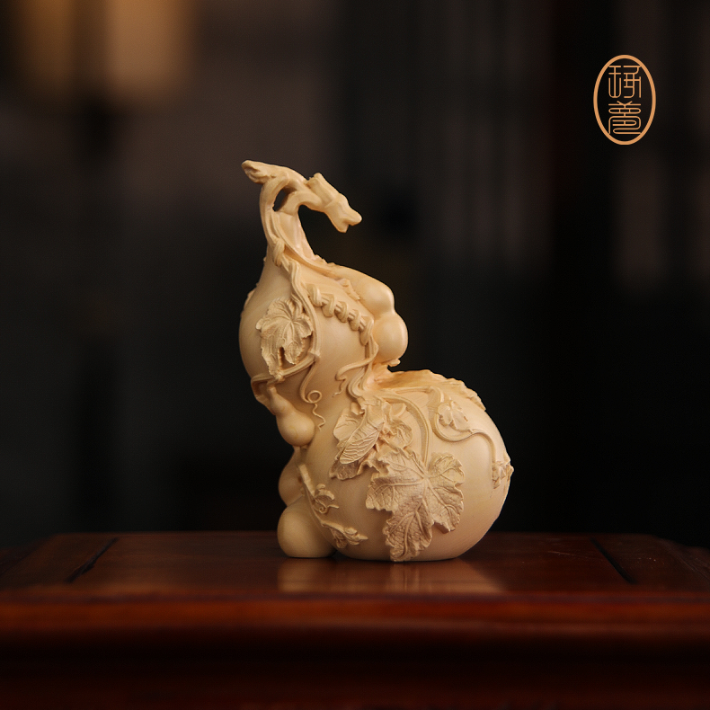 《五福葫芦》黄杨木雕非遗手工葫芦客厅博古架摆件送礼收藏工艺品