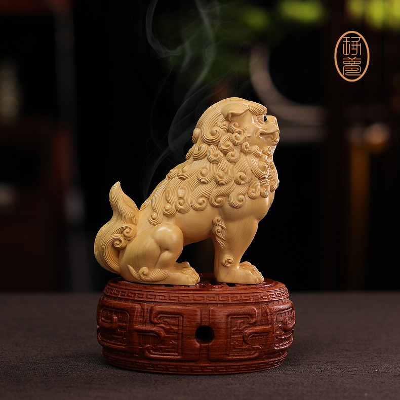 《狻猊香炉》传统黄杨木雕作品香炉摆件非遗手工客厅艺术送礼收藏