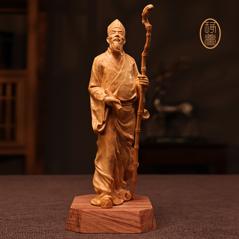 《苏东坡》传统黄杨木雕作品定风波摆件非遗手工客厅送礼收藏工艺品