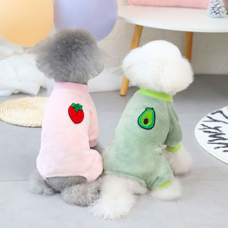 狗狗衣服秋冬新款水果四脚绒衣猫咪泰迪比熊博美小型犬秋冬季保暖