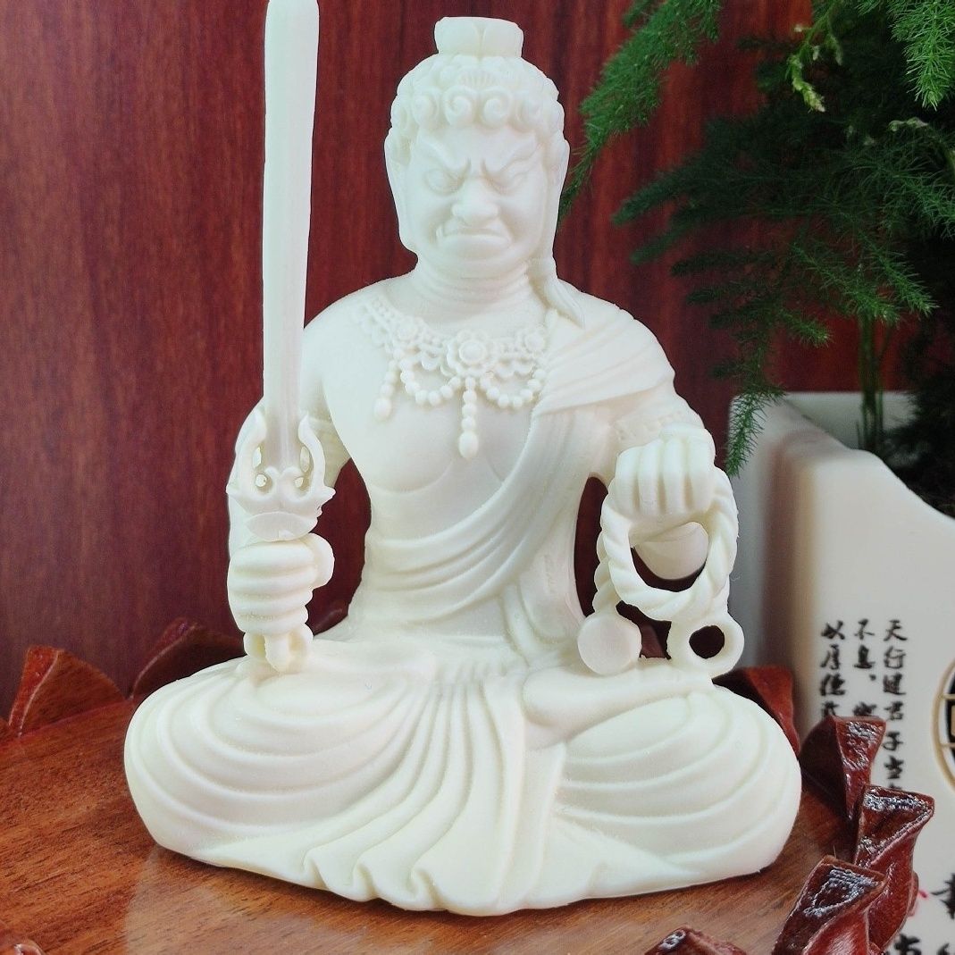 菩提果雕刻不动明王摆件工艺品