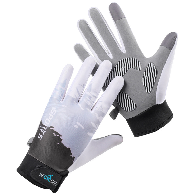 夏男冰丝骑士骑行山地触屏骑士减震触屏自行车机车薄全指手套