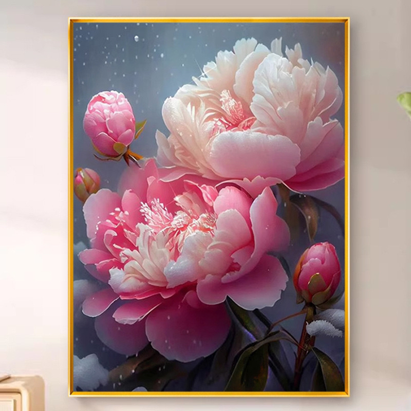 国色牡丹钻石画满钻花开富贵玄关客厅卧室装饰画手工diy点钻石绣