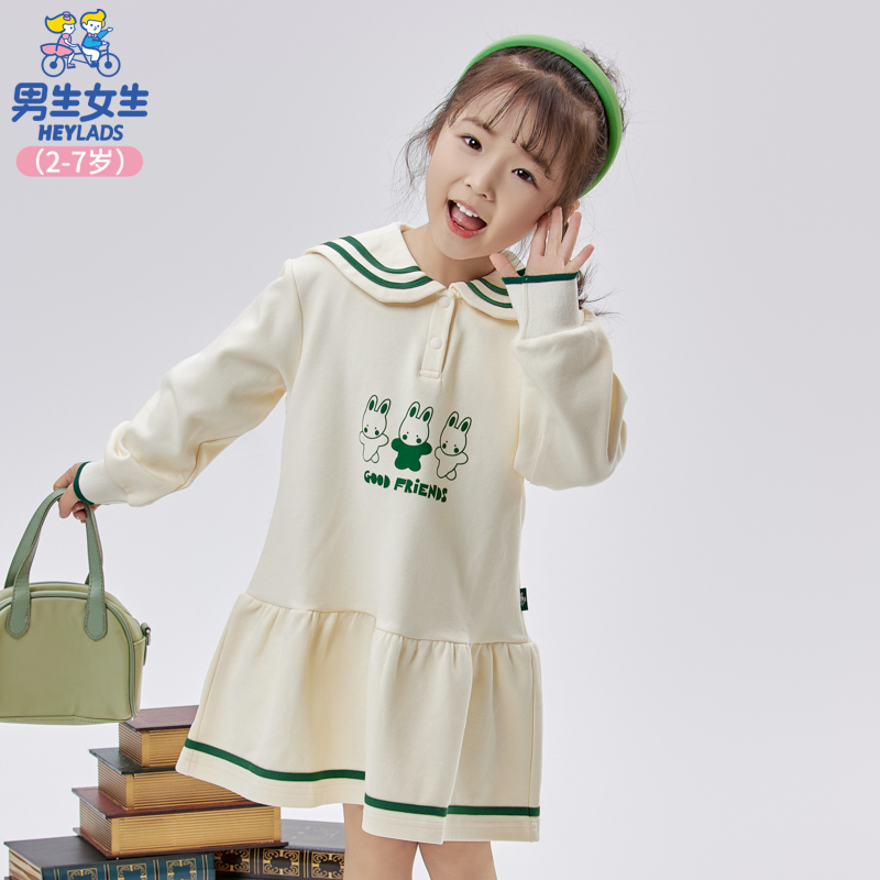 13734女小童春秋时尚洋气户外百搭卫衣拼接连衣裙NDLHJ13734A