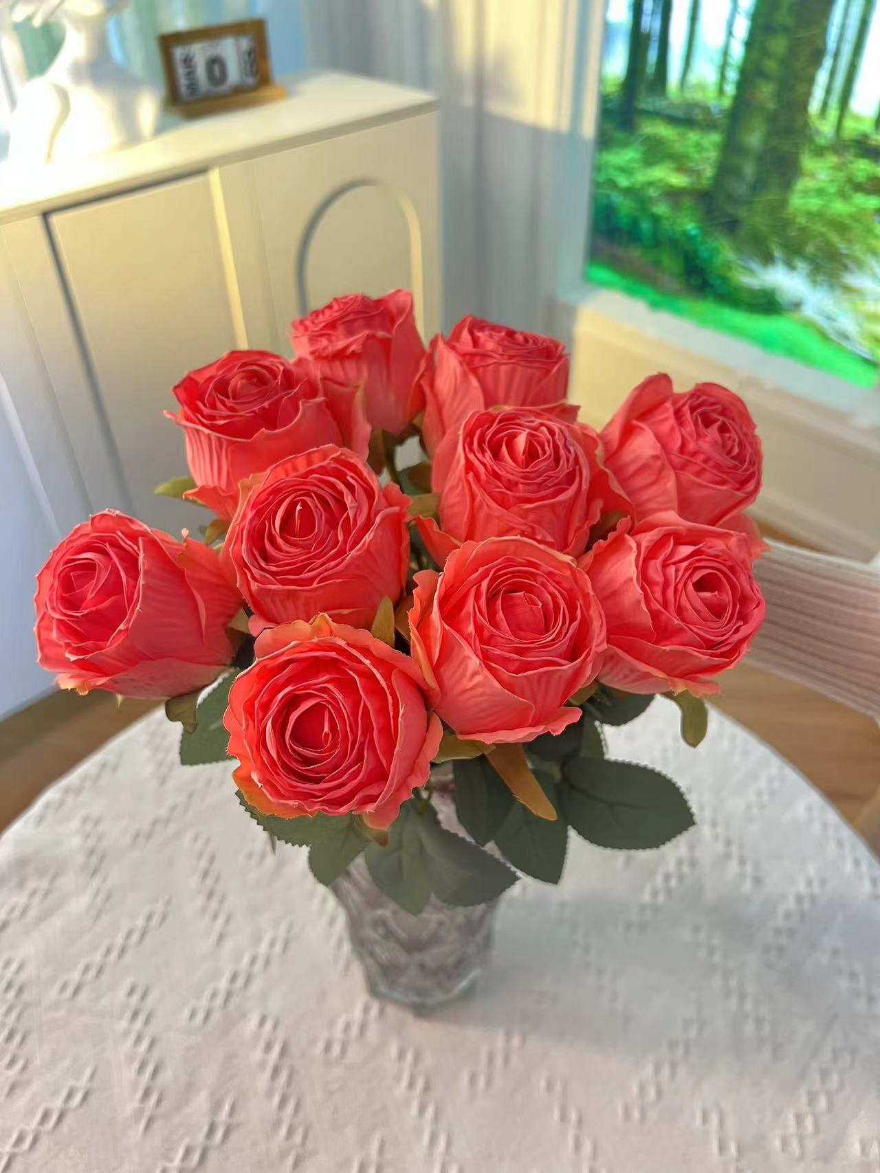 复古玫瑰仿真花花束高档软装客厅家居摆件瓶插花摆设