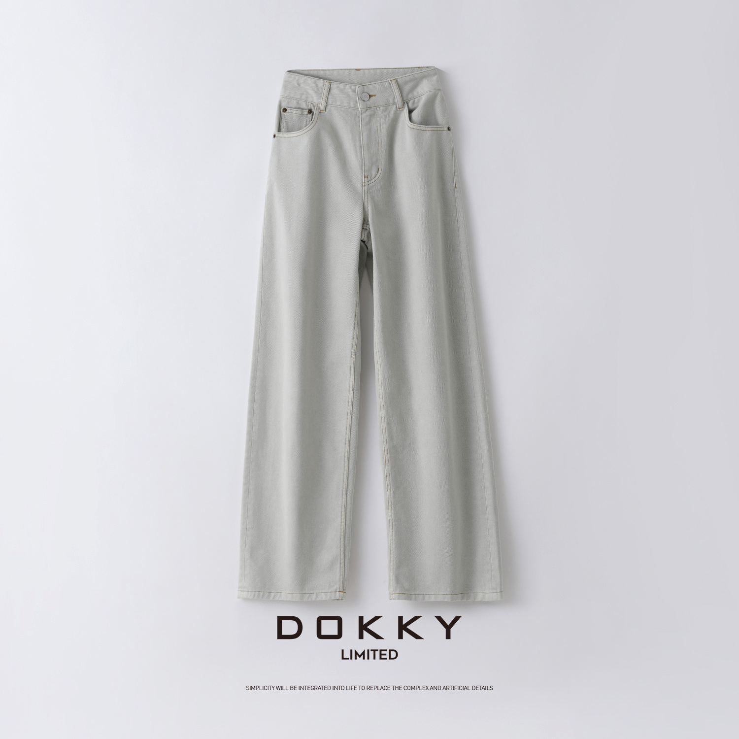 双旦【石灰白牛】DOKKY Ac**家｜原版面料·定染复古调｜直筒牛仔裤
