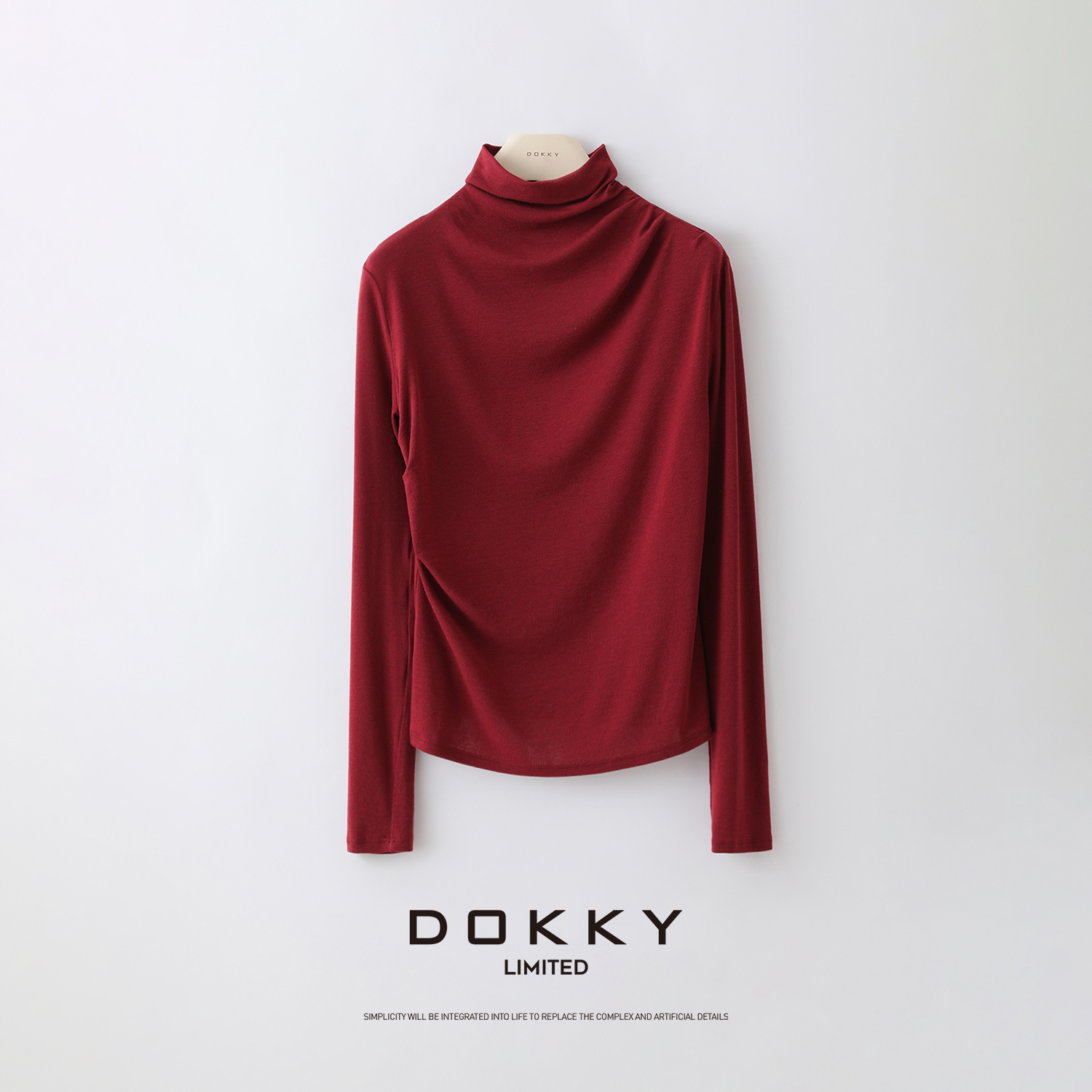 双旦【女神云朵天丝羊毛打底衫】DOKKY丨莱赛尔丨抽褶高领打底衫