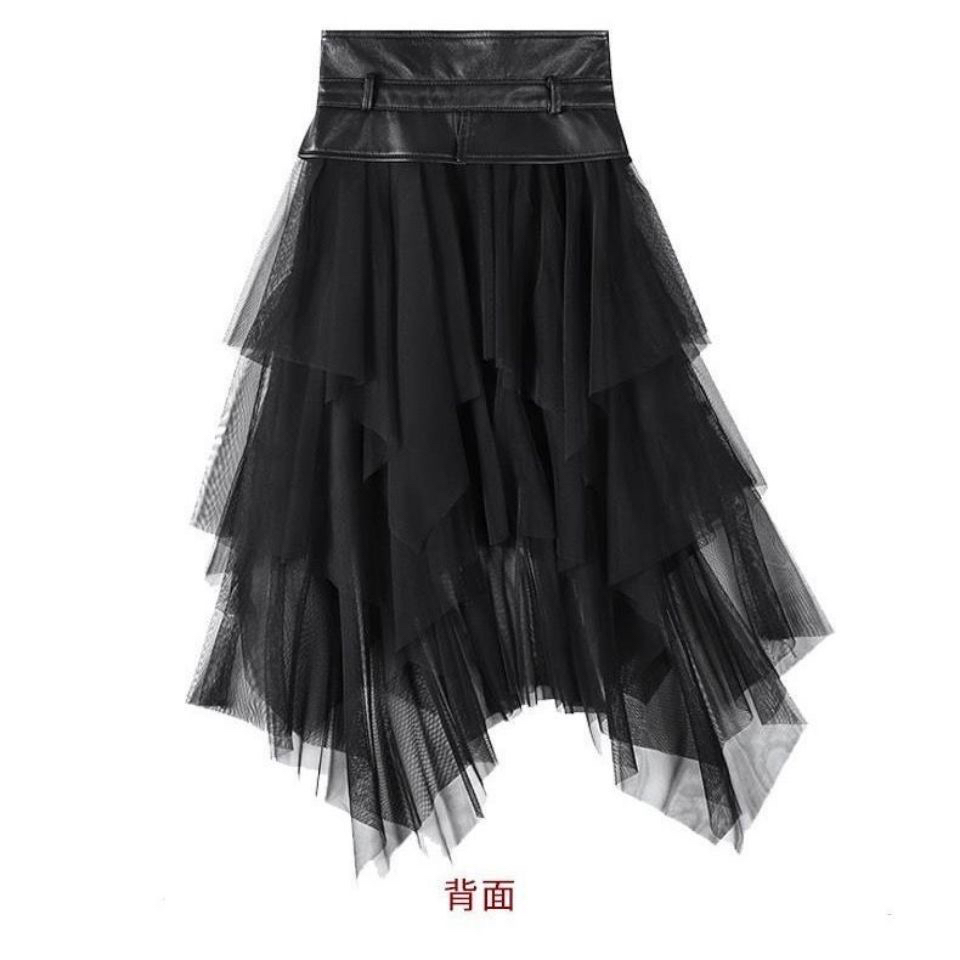 真皮绵羊皮腰封蛋糕裙子