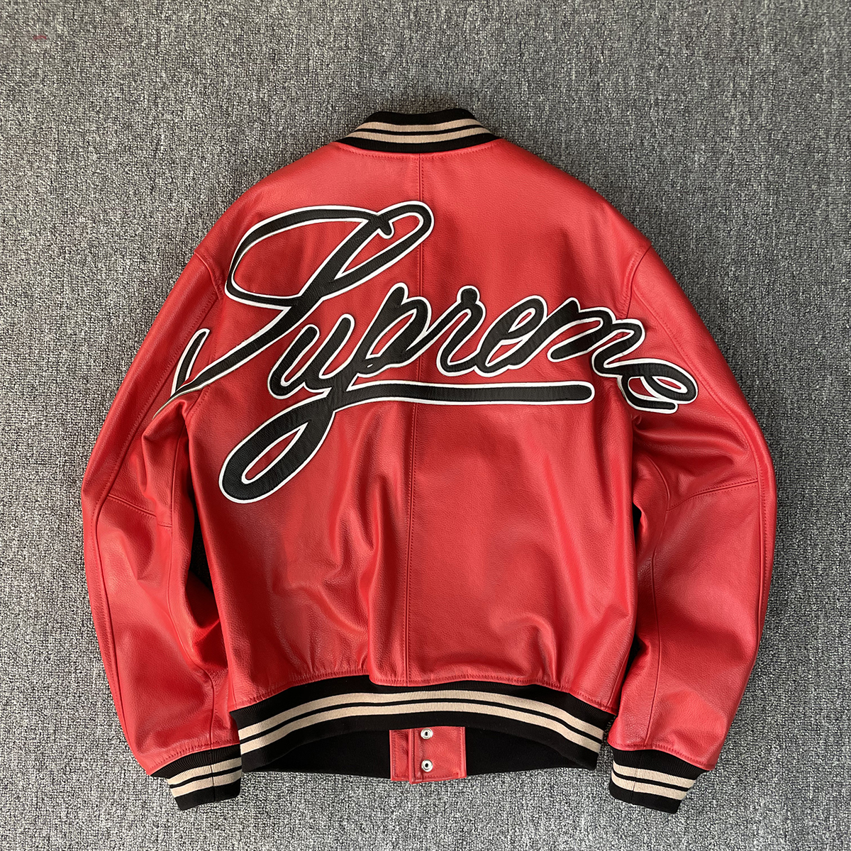 秋冬新款头层牛皮棒球服后背真皮刺绣皮衣真皮皮夹克休闲男皮外套