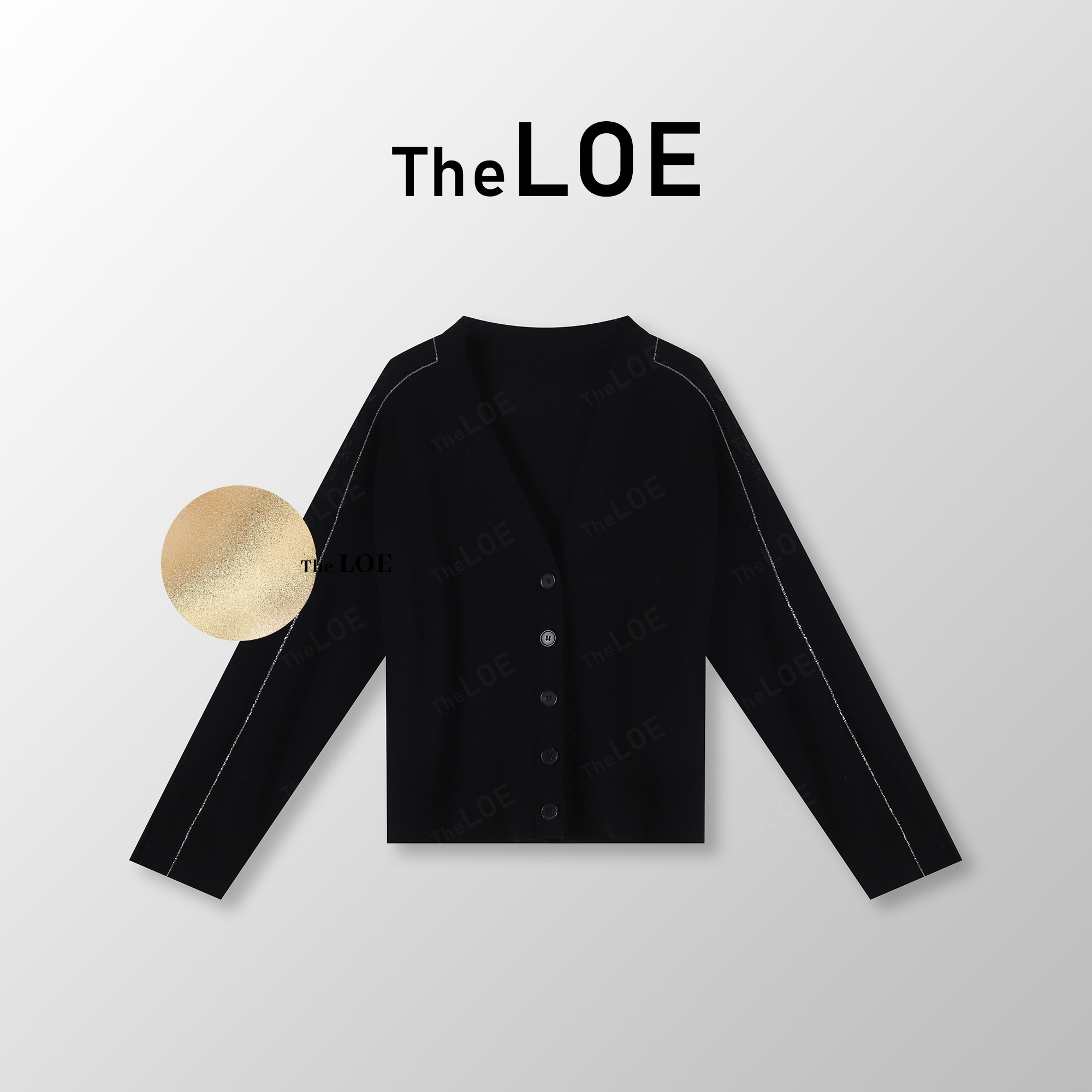 TheLOE/5.12百分精纺羊毛 珠链宽松长袖针织开衫#LE-G1746