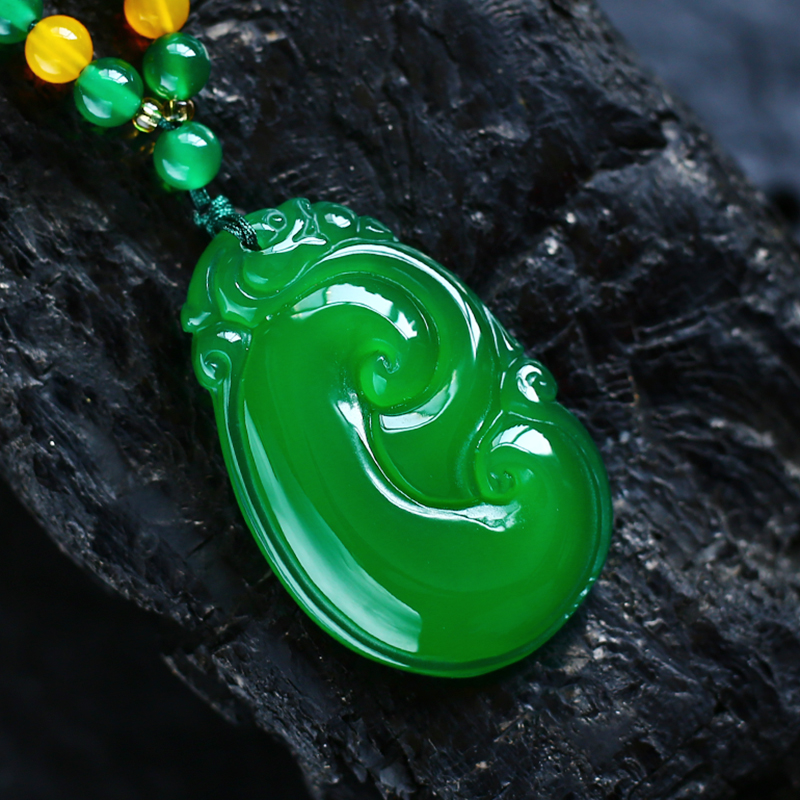 【柏嘉珠宝】精美玉石气质玉髓如意吊坠【附证书+礼盒】（JD008111）