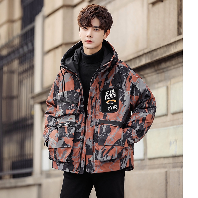 羽绒服男青少年2023冬季新款拼接撞色机能冲锋衣派克大学生厚外套