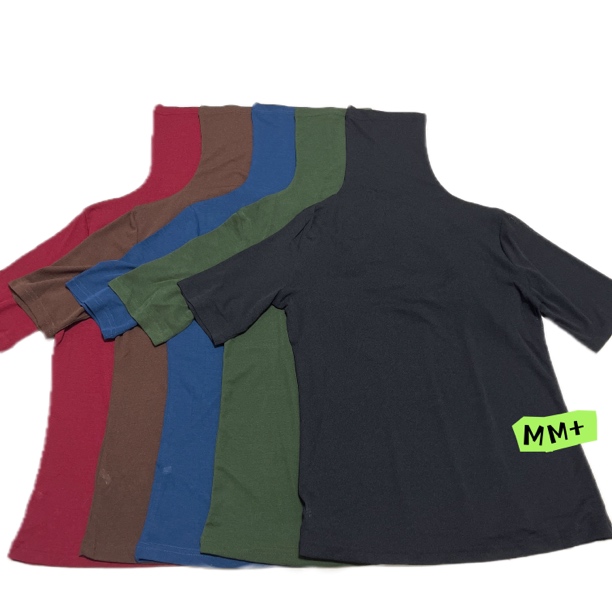 【MM】欧货四季款高弹堆堆领短袖网衫打底Ｔ恤