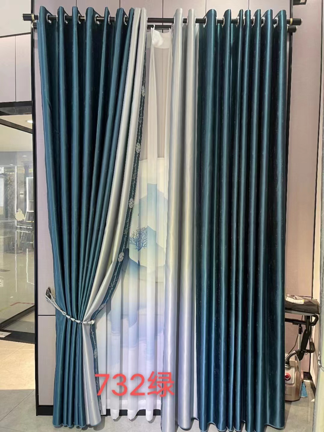 2024新款拼色加厚高精密无缝拼接窗帘1400克