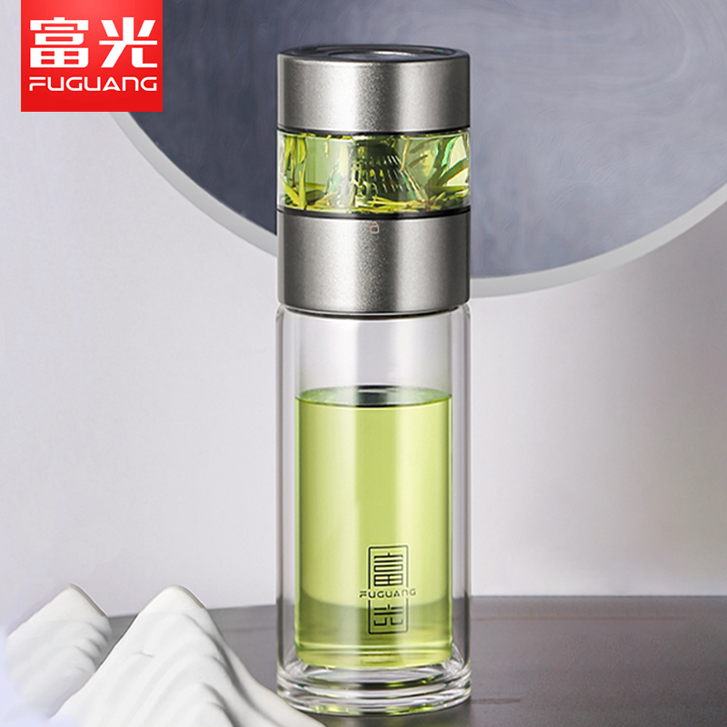 富光茶水分离杯双层玻璃杯泡茶杯个人专用水杯男商务车载高档杯子