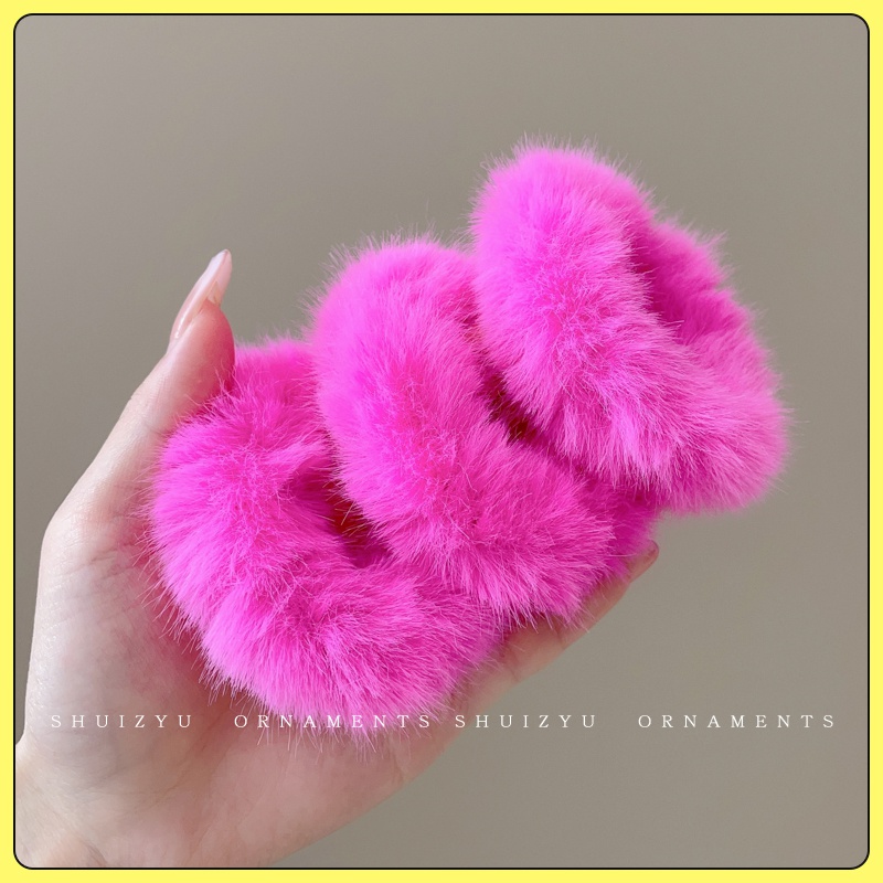 简约毛绒发圈皮筋女扎头头饰发绳2023新款头圈毛毛头绳女生橡皮筋