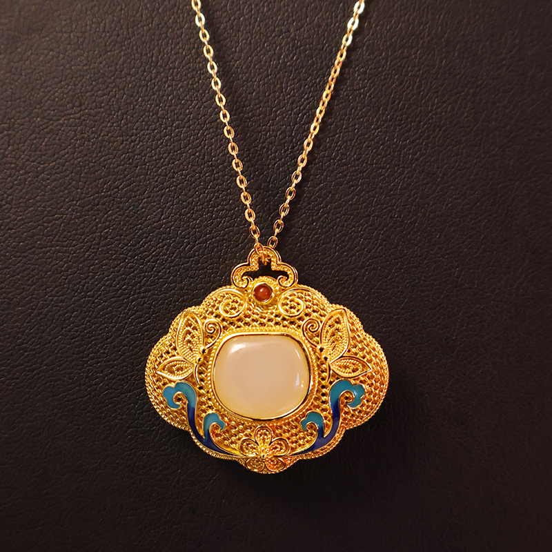 天然和田玉S925银镶玉手工花丝香包吊坠古典中式美学国风