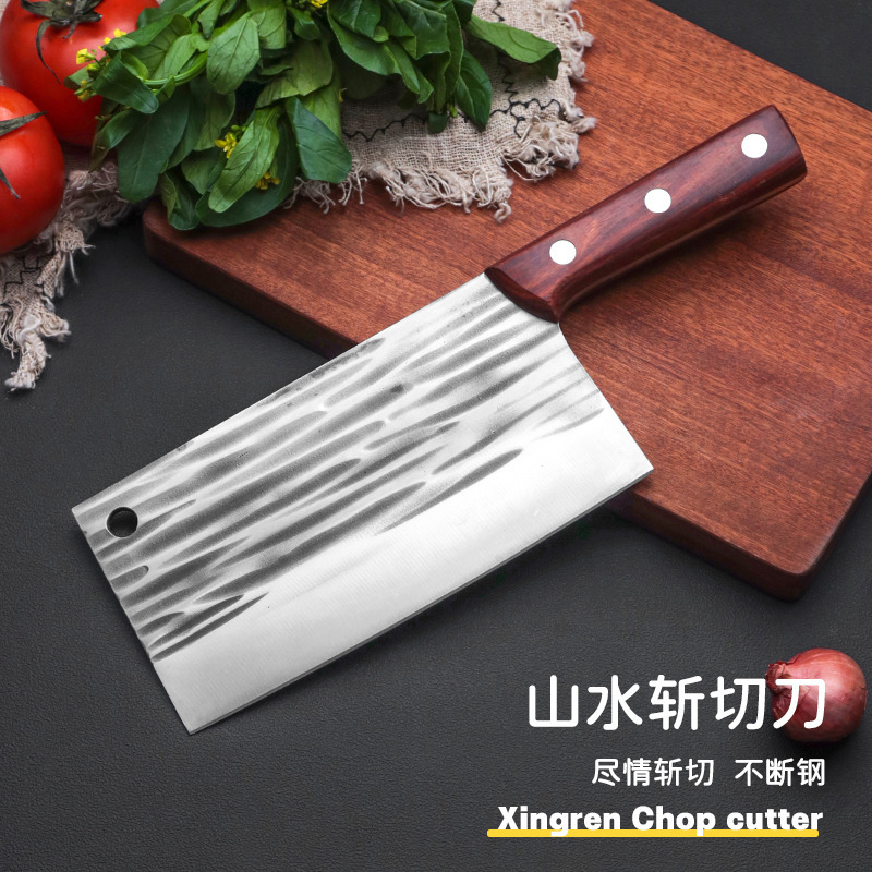 家用菜刀手工锤纹锻打两用砍切刀斩切刀斩鸡鸭鹅鱼排骨猪脚