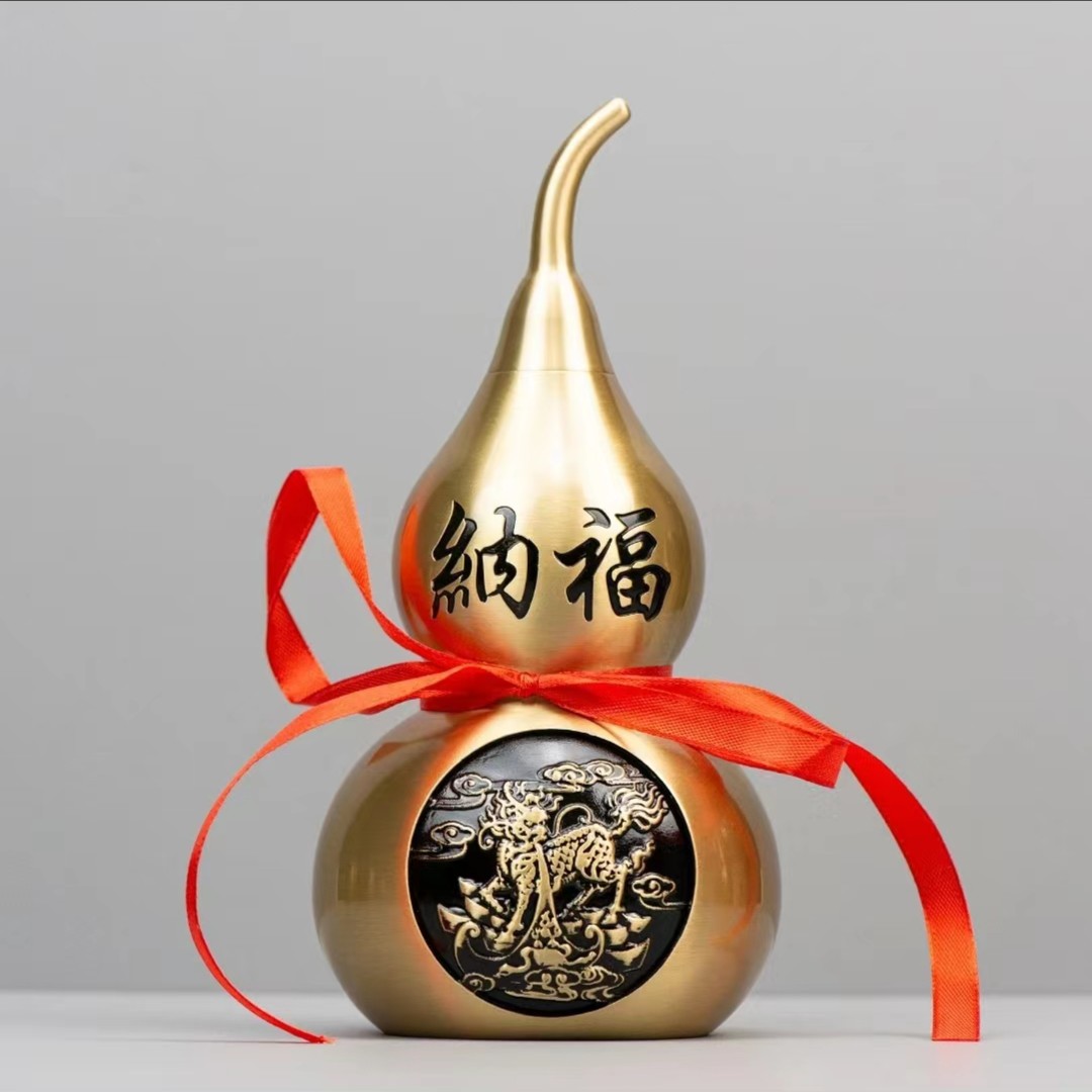 全黄铜麒麟葫芦工艺品办公装饰品葫芦艺术品家居客厅摆件纳福摆设