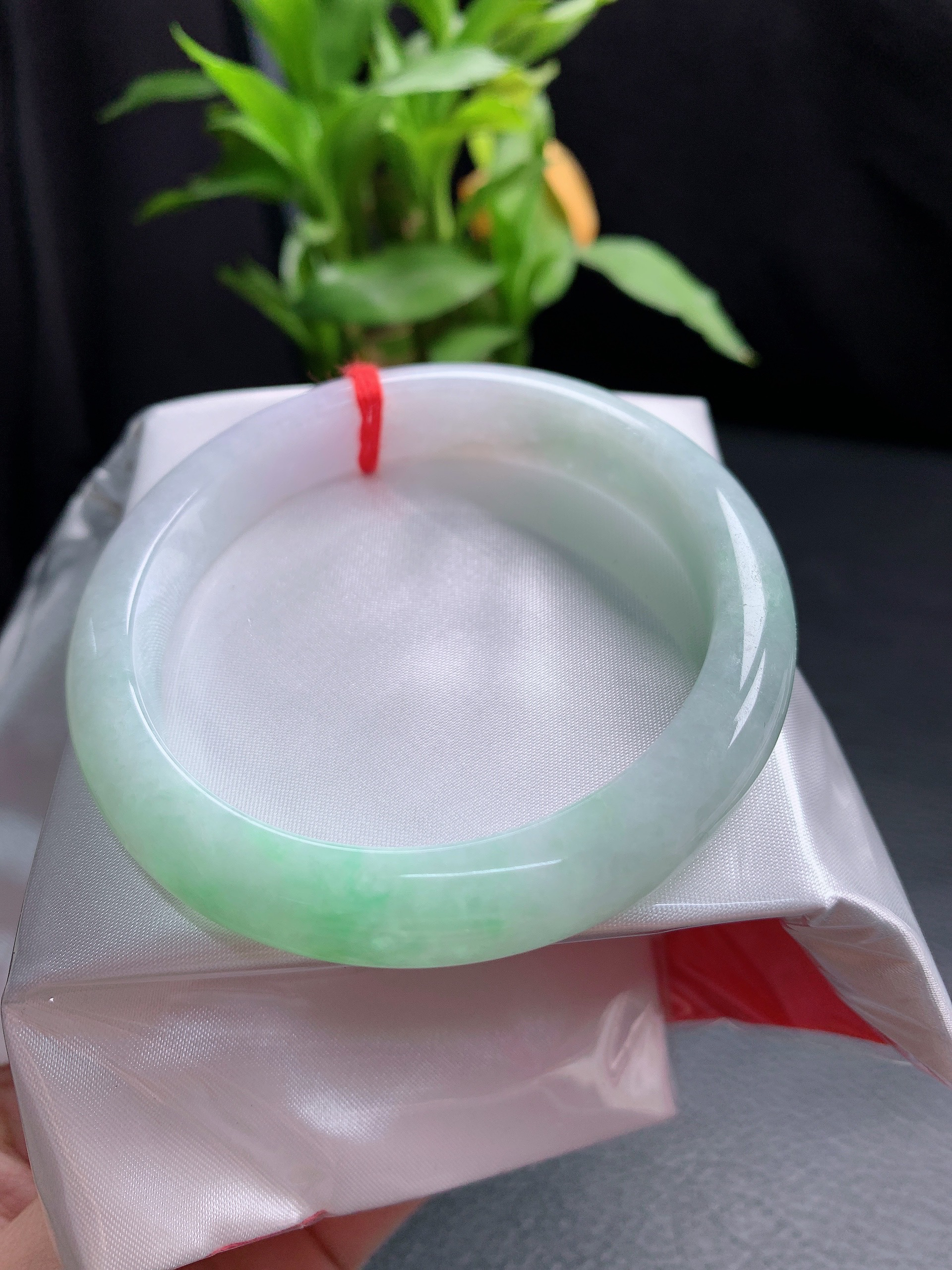 58圈口飘绿宽边手镯127