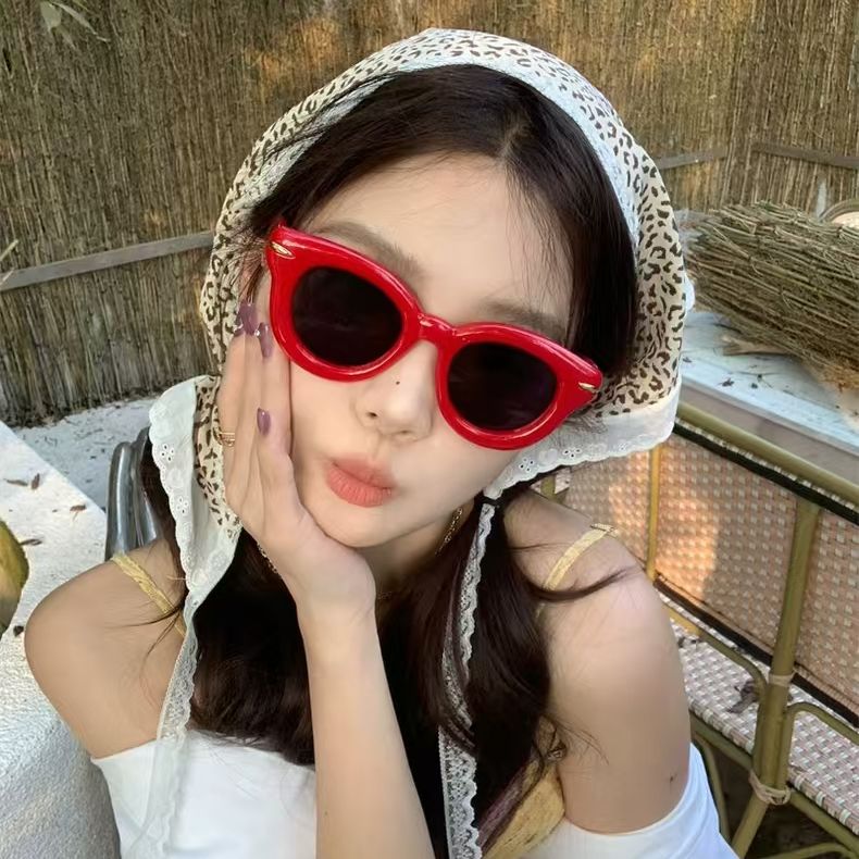 杨幂同款红色墨镜女潮充气感嘻哈可爱圆形个性时尚防紫外线太阳镜