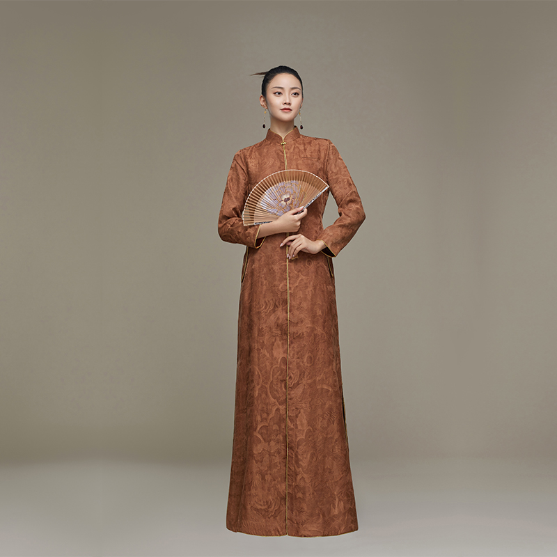 吉祥斋民族风女装玄黄长上衣藏袍长衫国风礼服舞台表演正品汉服