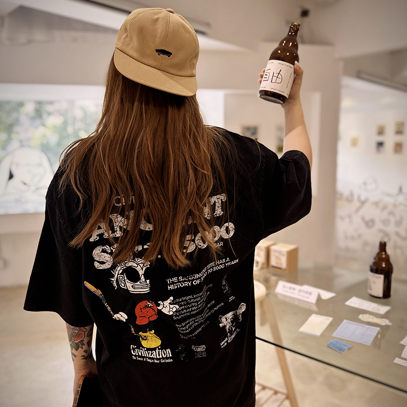 SoWhat制衣间夏季新品街头美式水洗做旧米奇图案男女情侣短袖