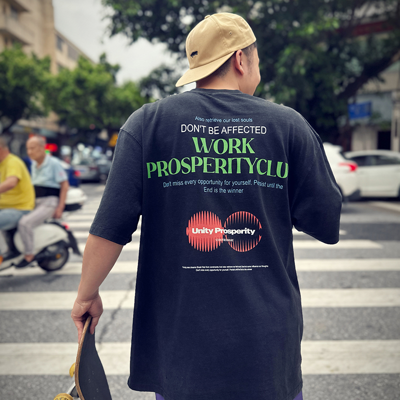 SoWhat制衣间数码直喷撞色字母设计水洗做旧男女短袖