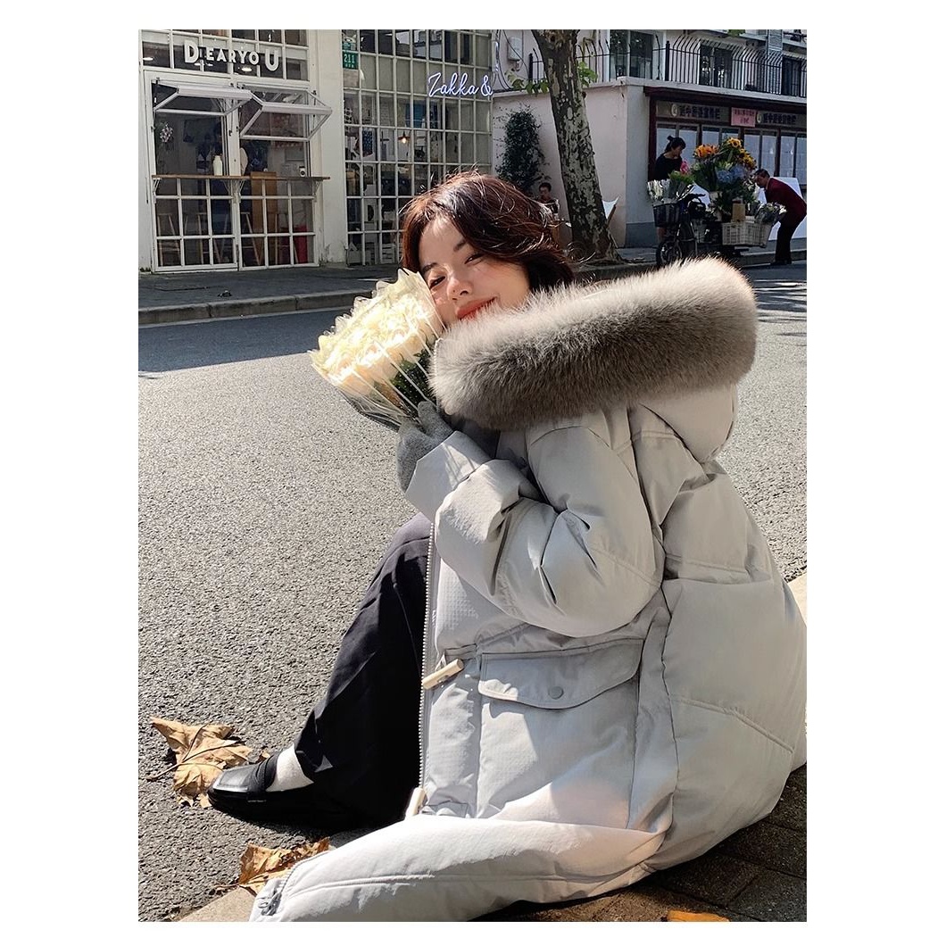 波司澄大毛领羽绒服女冬季中长款爆款高档气质新款白鸭绒加厚外套