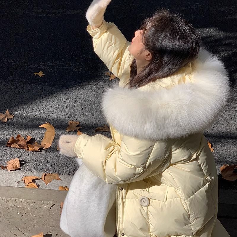 波司澄羽绒服冬季女新款中长时尚小众高级毛领修身加厚显瘦连帽外