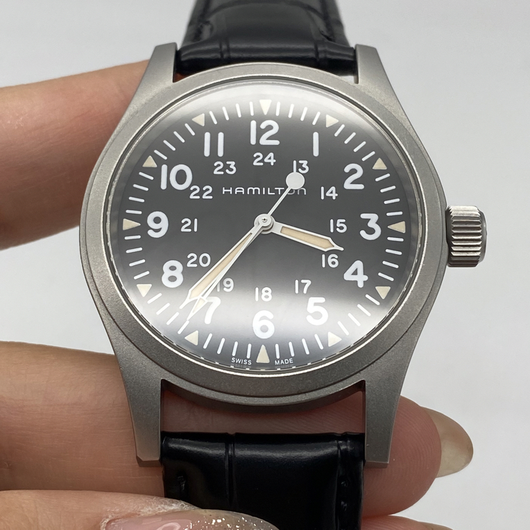 95新 Hamilton/汉米尔顿 卡其野战系列 表径：38mm 公价：五千多